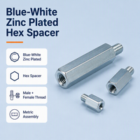 Entretoises à trou aveugle plaquées zinc bleu-blanc - Fixations industrielles pour matériel électronique