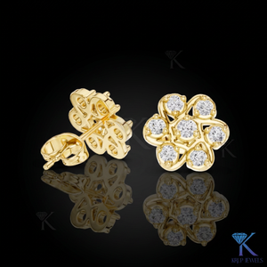 Lab Grown Diamond Luxury Floral Cluster <b>Stud</b> Earrings 14K 18K Solid Gold Brilliant Fine Women Jewelry Bridal Wedding Anniversary - Product Image 1