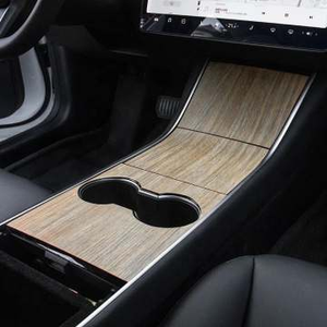 Pannello di controllo centrale per auto ABS per Tesla modello <span class=keywords><strong>3</strong></span> 2021 in legno accessori per Console centrale pellicola interna venature del legno - Product Image 1