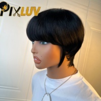 Perruques courtes sans colle en cheveux humains, coupe pixie, noires ondulées, dégradées, pour femmes noires
