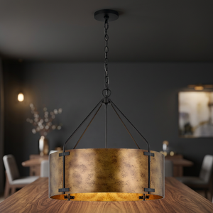Lámpara Colgante de Latón con Forma de Tambor, E27, 2700K, Luz Blanca Cálida, Pantalla Cilíndrica, Altura Ajustable, para Comedor - Product Image 3