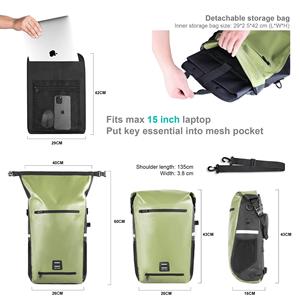 Sacoche de vélo 3-<span class=keywords><strong>en</strong></span>-1, porte-bagages, étanche, multifonctionnelle, 22-25L, fermeture éclair <span class=keywords><strong>en</strong></span> PVC, sac à dos unisexe pour vélo, sac de voyage - Product Image 2