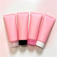 Tube d'emballage cosmétique rose en PE de 100 ml pour gel douche et lotion solaire, personnalisable avec logo, petite série