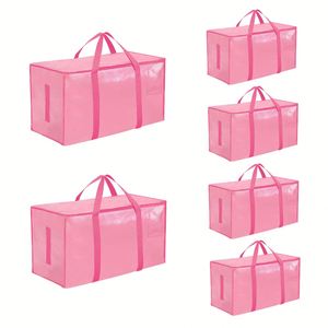 6 Pack-Extra Large Heavy Duty Moving <b>Bags</b> Waterproof Storage Totes with Handles & Zippers <b>Foldable</b> for College Dorm - Product Image 5