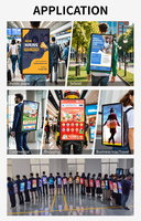 Mochila de cartelera con pantalla LCD de 24 pulgadas, bolsa portátil para publicidad móvil Wayfinding para tienda minorista, señalización de ascensor