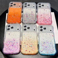 Coque de luxe ondulée avec paillettes dégradées et film de protection d'objectif pour iPhone 18 Pro Max, iPhone 17 Pro Max, iPhone 16 Pro, iPhone 14, iPhone 15