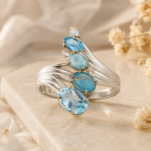 Anello a Forma di Onda Colorato, Anello di Tendenza per Donne, Design Elegante, Accessorio per Dito, Stile Unico - Product Image 4