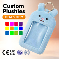 Porte-cartes photo en peluche super doux motif fleur rose mignonne, avec ailes d'ange Kawaii, rembourré en coton PP, étui à cartes et breloque pour sac, pour les fans de Kpop