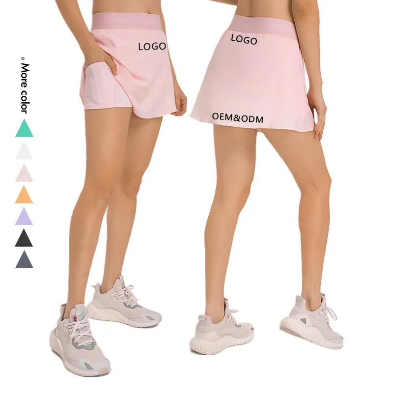 Xsunwing venta al por mayor mujeres faldas de tenis con bolsillos pantalones cortos atléticos Yoga Golf Skorts Fitness correr entrenamiento deportes falda WDQ229