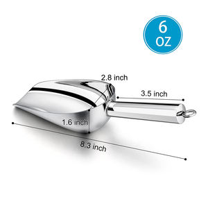 Pala de cubo de hielo de metal a granel de alta calidad, cuchara de hielo de acero inoxidable pulido con espejo - Product Image 3