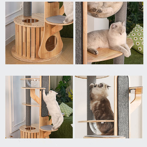 Albero per Gatti in Legno Alto fino al Soffitto con Tiragraffi in Sisal, Ciotola in Acrilico e Pali Tiragraffi in Sisal per Interni - Product Image 6