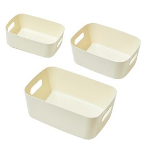 Rectangular <b>Storage</b> <b>Basket</b> Cream Color No Lid For Desk Organizing Snacks Cosmetics Toys - Product Image 5