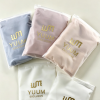 Commandes personnalisées en gros acceptées, sacs en plastique transparent givré avec fermeture éclair, logo doré pour t-shirts, pantalons, sous-vêtements