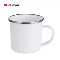 Tasse à café en émail personnalisée, 3 pièces, 6 oz/180ml, avec bordure en argent, vente en gros, fournitures d'usine, MEN6