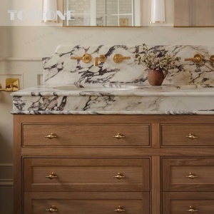 Vasque <span class=keywords><strong>de</strong></span> <span class=keywords><strong>salle</strong></span> <span class=keywords><strong>de</strong></span> <span class=keywords><strong>bain</strong></span> Tostone en marbre Calacatta Viola naturel, style Art déco <span class=keywords><strong>moderne</strong></span>, avec design géométrique pour <span class=keywords><strong>salle</strong></span> <span class=keywords><strong>de</strong></span> <span class=keywords><strong>bain</strong></span> <span class=keywords><strong>de</strong></span> villa haut <span class=keywords><strong>de</strong></span> gamme - Product Image 3