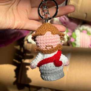 Hot Selling Cute <b>Plush</b> Pendants Knitted Potted <b>Plants</b> Bee Ornaments & Cartoon Dolls Woven Broccoli/Potato Keychains - Product Image 4