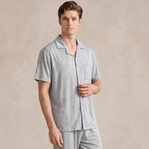 Vente Flash : Pyjama Homme en Fibre de Bambou Bio, Vêtement de Nuit en Coton Doux, Viscose de Bambou, Tenue Décontractée Ample - Product Image 1