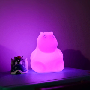 Mignon Animal Silicone Capteur Tactile LED Hippopotame <span class=keywords><strong>Veilleuse</strong></span> Couleur Changeante Respiration Sommeil Aide Cadeau Lampe pour Bébé Nouveau-Né Pépinière - Product Image 5