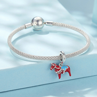 925 Sterling Silver Dala Horse Pendentif Rouge Émail Processus Charme pour Symbole de la Suède DIY Bracelet Collier Bijoux Cadeau SCC3072