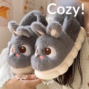 Fabricante Chino, Pantuflas <span class=keywords><strong>de</strong></span> Invierno para Niñas, Cálidas, <span class=keywords><strong>de</strong></span> Felpa, con Suela Gruesa <span class=keywords><strong>de</strong></span> Conejo, Duraderas, para el Hogar - Product Image 4