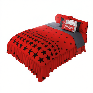 Edredón Individual Orion, Estrellas Rojas y Negras, Algodón, Tamaño Individual, Ropa de Cama para el Hogar, Estilo Moderno para Todas las Temporadas - Product Image 1