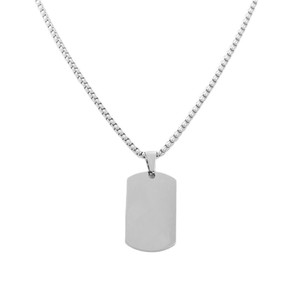 Collier avec pendentif en forme de plaque d'identification pour chien en acier inoxydable, argent, 35x20mm, chaîne de 60cm, bijoux de mode pour hommes - Product Image 3