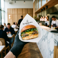 Papier d'emballage alimentaire personnalisé écologique et recyclable avec revêtement PE imperméable et résistant à la graisse pour les en-cas, les hamburgers et le chocolat