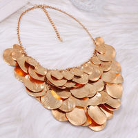 ZA Collier ras-de-cou en disques métalliques électroplaqués, design haut de gamme, personnalisé, polyvalent, tendance et audacieux, pour femme, usage quotidien, transfrontalier