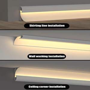 SDW805 Kit de moulage de lumière <span class=keywords><strong>LED</strong></span> pour plafonds suspendus, profilé en aluminium à canal <span class=keywords><strong>LED</strong></span> pour moule couronne, garniture de lumière Cornice Cove noir - Product Image 3