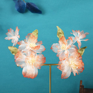 24 Nouvelles Pinces à Cheveux Artisanales au Design Original, Motifs Carpes Koï et Fleurs d'Oranger, Accessoires de Coiffure Hanfu Floraux Plaqués à Chaud Abordables - Product Image 1