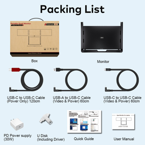360 °   Moniteur portable rotatif 15,6 pouces, 1 câble pour 3 écrans, triple écran, sans commutation d'écran, port Type-C, pour ordinateur portable - Product Image 6