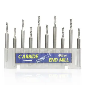 10pcs 세트 3.175mm 생크 단일 플루트 나선형 밀링 커터 카바이드 블레이드 플라스틱 나무 조각 비트 CNC 엔드 밀