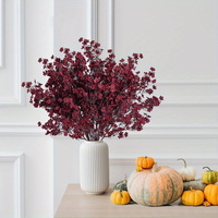 Guirlande de table en fleurs artificielles de gypsophile blanches et rouges faites à la main en soie pour Halloween, décoration de centre de table bordeaux au toucher réel