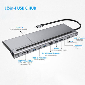 Adaptador HDTV Dual 12 en 1, Concentrador <span class=keywords><strong>USB</strong></span> C para <span class=keywords><strong>MacBook</strong></span> Pro, RJ45, VGA, PD, Divisor <span class=keywords><strong>USB</strong></span>, Multi Puerto, Estación de Conexión <span class=keywords><strong>USB</strong></span> Tipo C - Product Image 3
