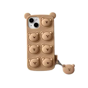 Silicone bear shockproof silicone phone case For iPhone 11 12 14 13 15promax Squishy stress relief phone case.