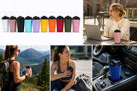 Mug de voyage isotherme 12 oz avec couvercle à bec verseur, en acier inoxydable sous vide, réutilisable pour voiture et bureau
