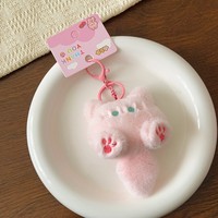 Porte-clés en peluche chat mignon fait main, rond et moelleux, pour sac, pendentif, ornement de sac à dos, cadeau, vente en gros