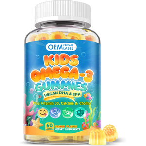 Gummies DHA pour enfants, oméga 3 d'algues, gummies oméga 3 avec <span class=keywords><strong>choline</strong></span>, lutéine, vitamine D3, B12, calcium, zinc pour le développement du cerveau et des yeux des enfants - Product Image 1