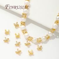Perles entretoises en laiton plaqué or 18 carats en forme de X avec zircon, accessoires de fabrication de colliers et bracelets DIY, composants de bijoux en vrac
