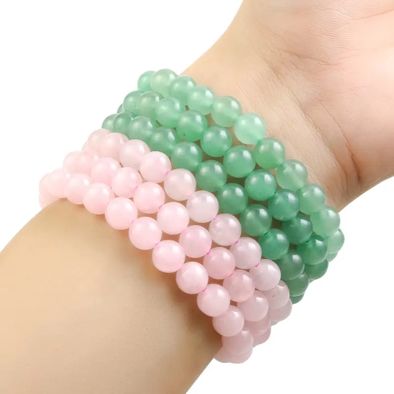 Charms chakra stone bracelet green aventurine rose quartz bracelet for woman jewelry making