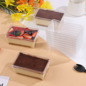 Boîte d'emballage carrée jetable <span class=keywords><strong>EMOER</strong></span> en PET transparent de qualité alimentaire, recyclable, pour desserts, gâteaux, sushis et salades - Product Image 2