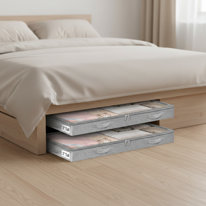<strong>Shallow</strong>, Lightweight Under-bed <strong>Storage</strong> with Zippers and Handles, Suitable for Dormitories and Homes, with a Transparent Cover. - Product Image 6
