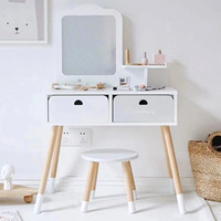 Table de Maquillage Princesse en Bois, Table de Coiffure de Simulation, Boîte à Bijoux Jouet pour Filles, Cadeau, Boîte Colorée
