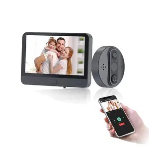 Cliquez sur LCD visionneuse de porte numérique Wifi judas vidéo intelligent prise en charge Wifi sans fil Tuya