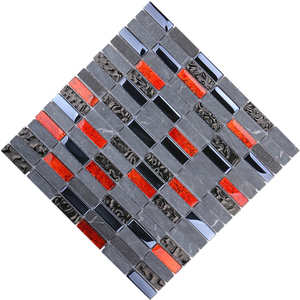 Gạch Ốp Lát Cổ Màu Xám Đá Mozaik Bắn Nền Nhà Bếp Màu Đỏ Và Đen Mạ Điện - Product Image 3