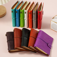 Carnet de voyage A7 avec sangle, pages lignées, couverture en cuir PU, joli carnet de style japonais et coréen, mini