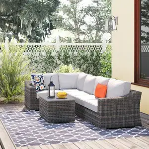 Outdoor wicker sofa Scandinavian living room balcony courtyard villa wicker sofa sunscreen waterproof combination