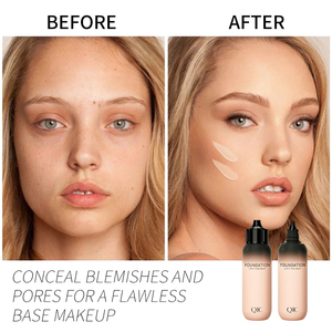 QIC Minyak Pelembap Pengontrol Minyak Mengecilkan Pori-pori Concealer Full Coverage Tahan Air Tahan Lama Ringan Halus Seperti Sutra Foundation - Product Image 5