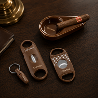Ensemble coupe-cigares marron, cendrier à cigares, coupe-cigares guillotine, coupe-cigares en V, perforateur, porte-clés, 4 pièces, cadeau pour hommes, accessoire de bar, vente en gros