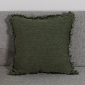 Housse de coussin décorative en tissu de lin vert lavable avec fermeture éclair, design vintage personnalisable - Product Image 1